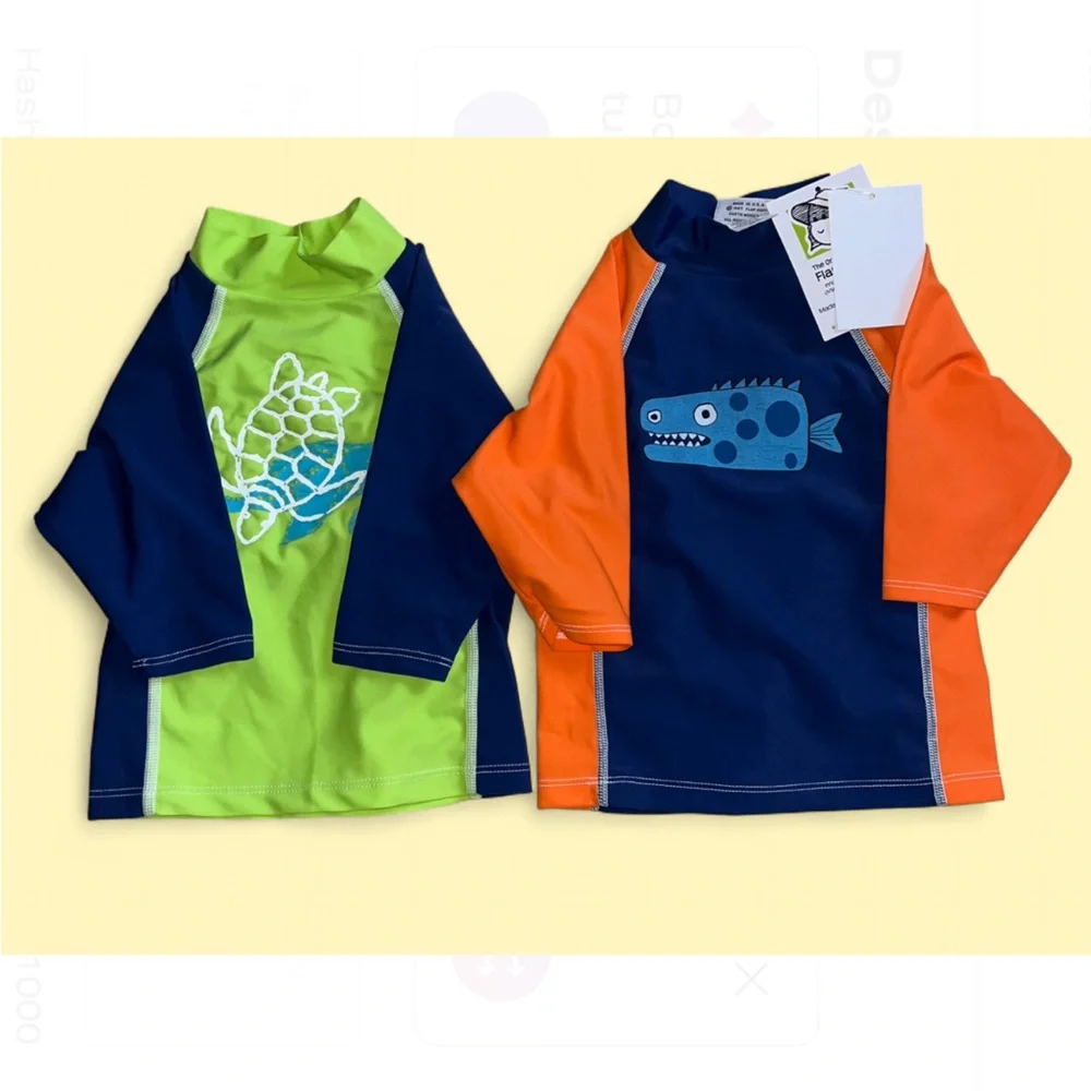 Lots of 2 Flap Happy Kids UV 50 Graphic Rash Guard Swim Top Size 2